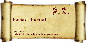 Herbst Kornél névjegykártya